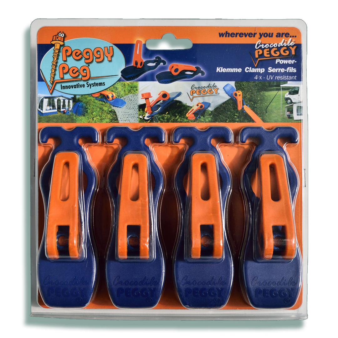 Crocodile PEGGY® blue • Pack of 4 (PP10) • Tarp/Multifunctional Clamp