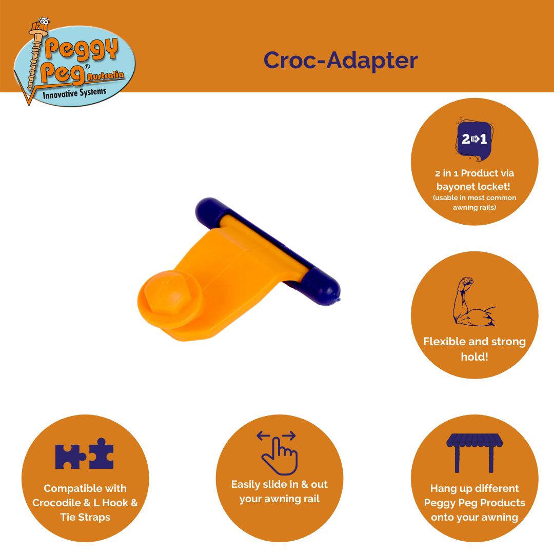 Croc-Adapter • Pack of 4 (PP17) • 5 mm & 8 mm awning sail track clip for Crocodiles & TieStraps