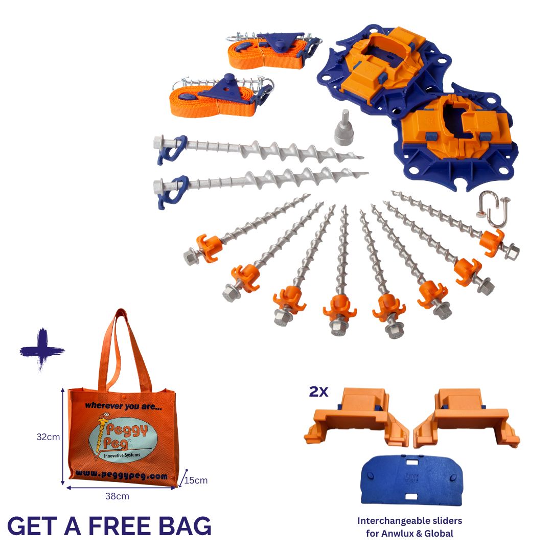 Heavy Duty Roll-Out Awning Bundle (PB27HD) • with Fix&Go Anchor plate XL