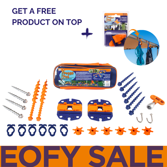 Fix&Go Awning Set • Set incl. bag (PP99) • Thule Omnistor, Fiamma & Dometic (box style • NO Roll-out awnings) • Awning Anchoring system