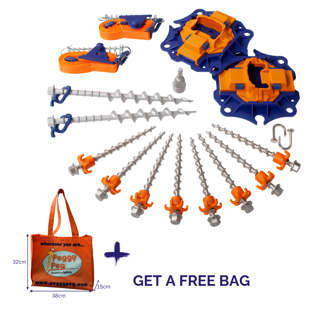 Heavy Duty Roll-Out Awning Bundle (PB27HD) • with Fix&Go Anchor plate XL