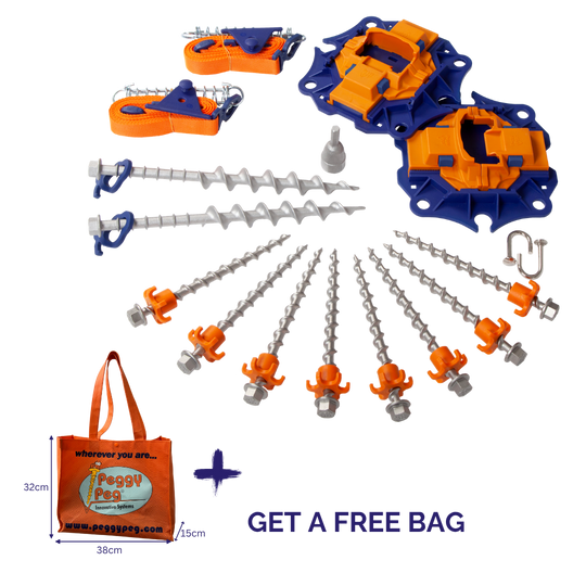 Heavy Duty Roll-Out Awning Bundle (PB27HD) • with Fix&Go Anchor plate XL