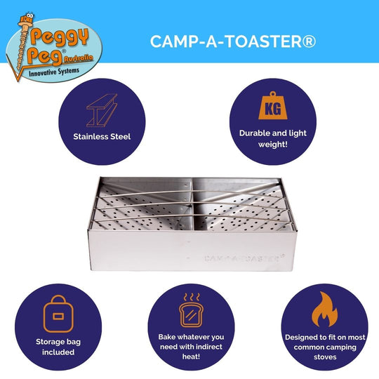 CAMP-A-TOASTER ® stainless steel • Single item • Best 2 Slice Stove Top Toaster