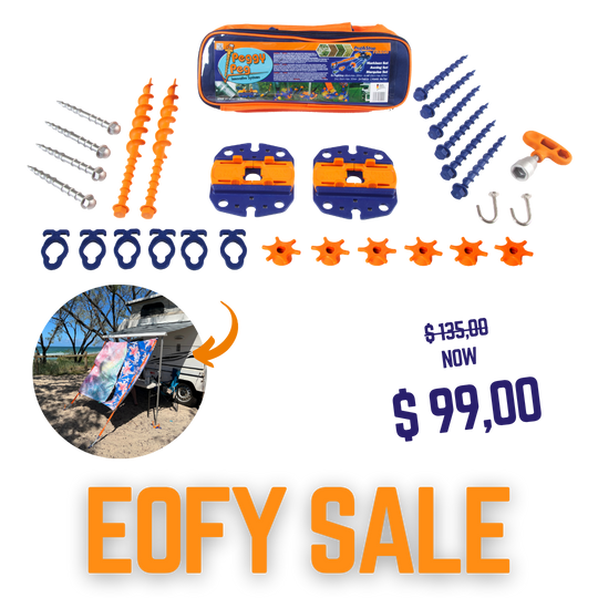 Fix&Go Awning Set • Set incl. bag (PP99) • Thule Omnistor, Fiamma & Dometic (box style • NO Roll-out awnings) • Awning Anchoring system